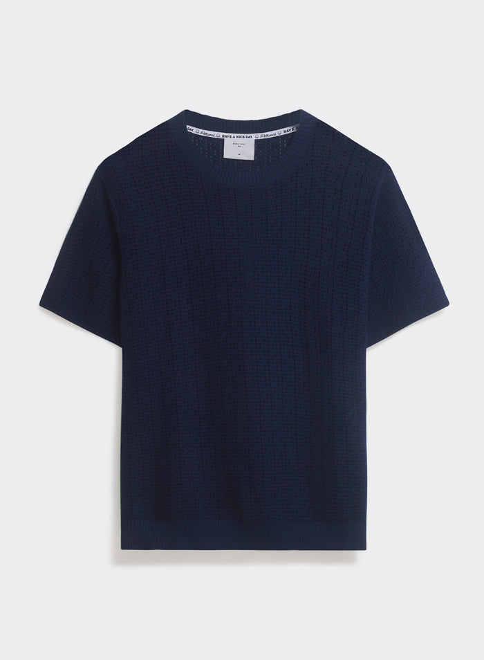 Siena Knitted Tshirt in Navy Blue by Percival