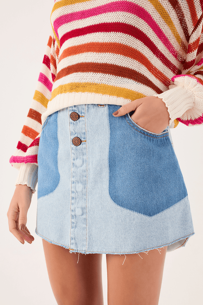 Signature-Detail Denim Skirt_3
