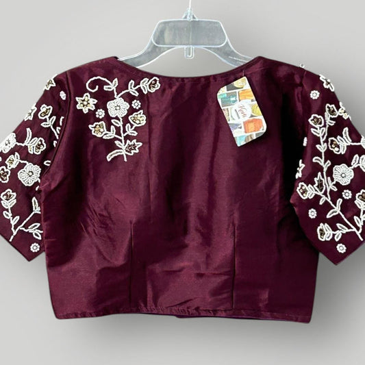 Silk Blouse | Pearl work - Kurti Connection USA