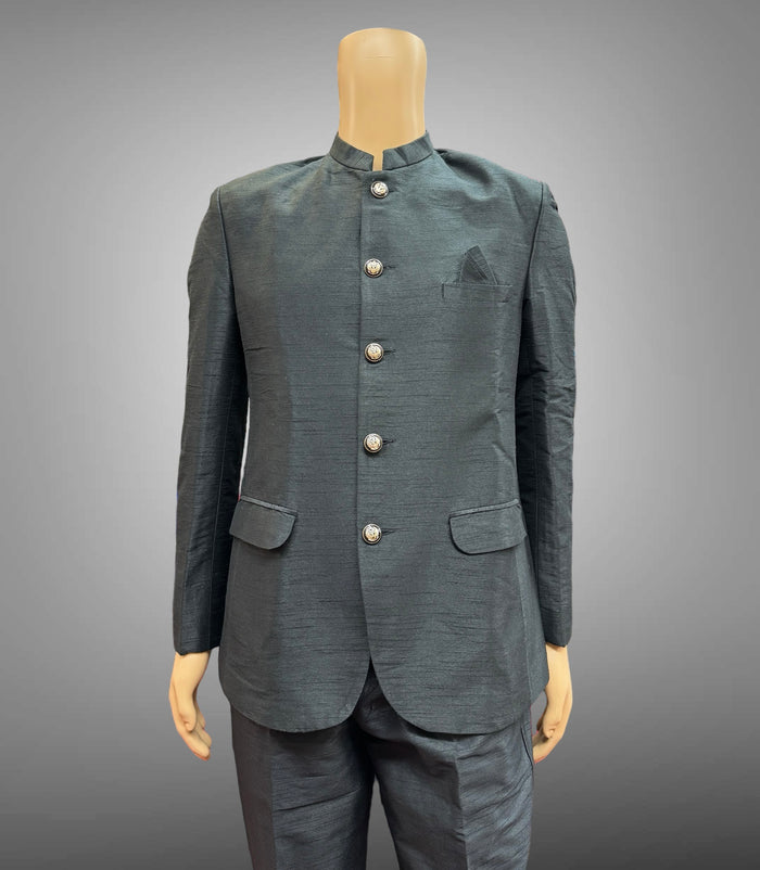 Silk Plain Black Short Jacket / Bandhgala / Jodhpuri