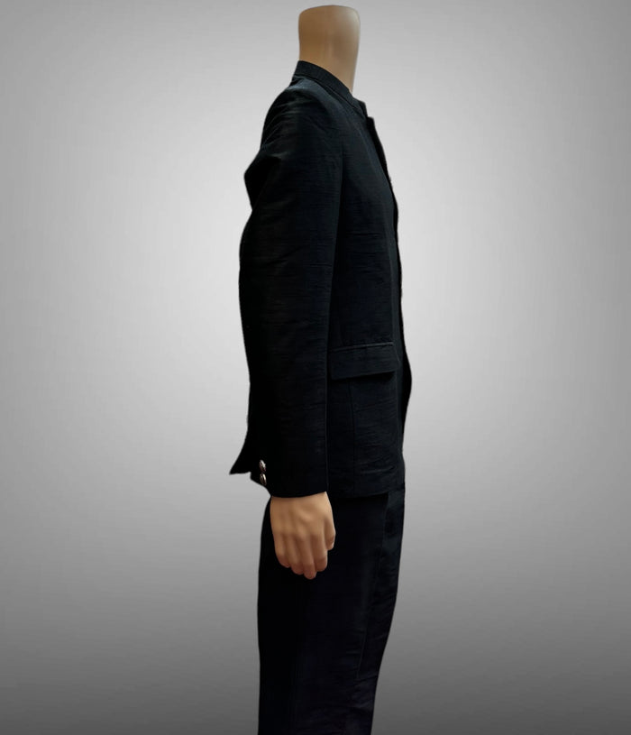 Silk Plain Black Short Jacket / Bandhgala / Jodhpuri