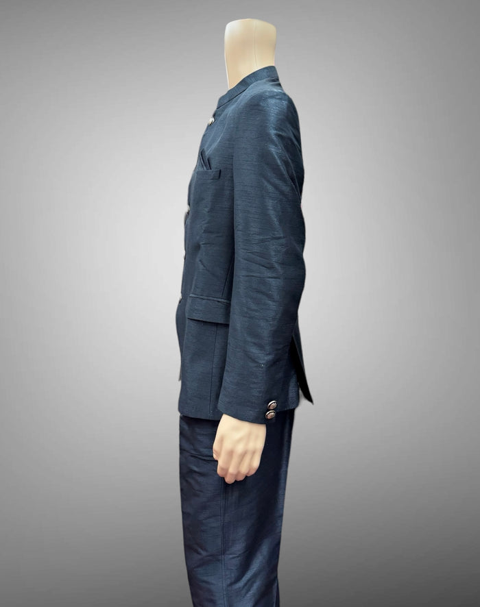 Silk Plain Black Short Jacket / Bandhgala / Jodhpuri