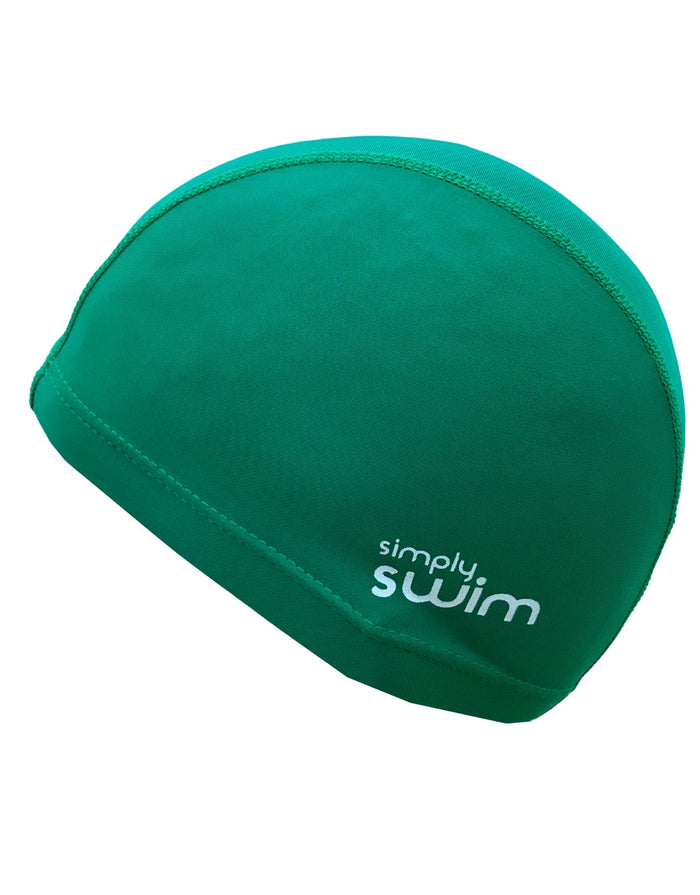 Green Simply Swim Junior swim cap in solid colours with logo