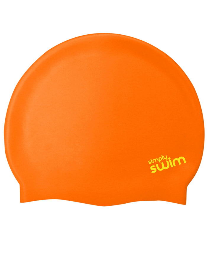 Orange Simply Swim junior silicone swim cap in solid colours