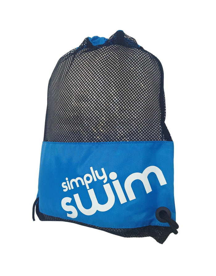 Blue and black mesh Simply Swim Poolside swim bag with logo