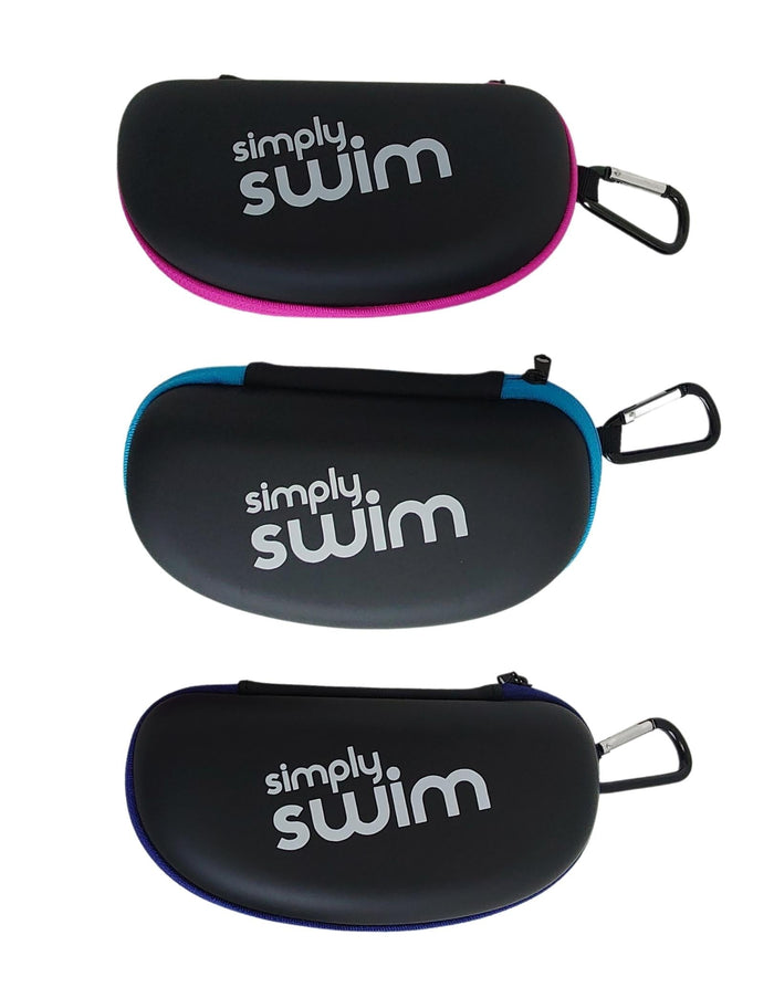 Simply Swim Soft black goggle case with carabiner accents