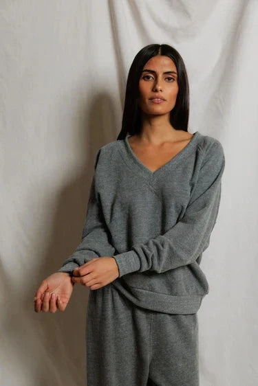 Sinead V Neck Sweatshirt-Tops/Blouses-Uniquities