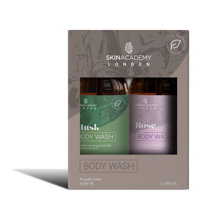 Skin Academy London Body Wash Duo Musk & Rose 500ml x2