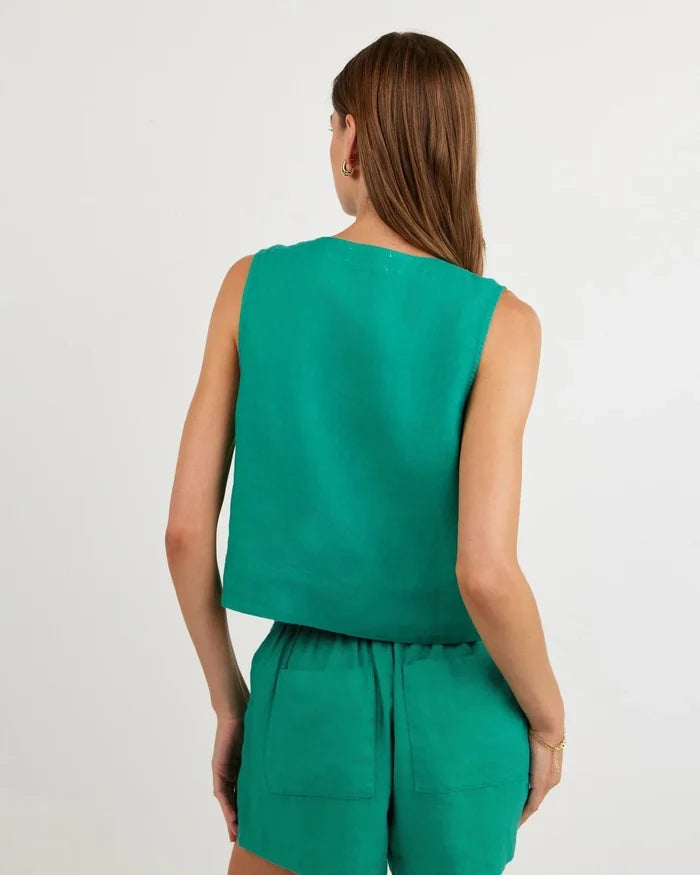 Sleeveless Half Placket Top-Tops/Blouses-Uniquities