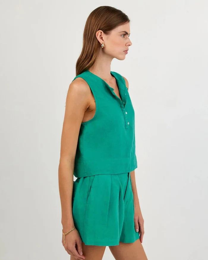 Sleeveless Half Placket Top-Tops/Blouses-Uniquities