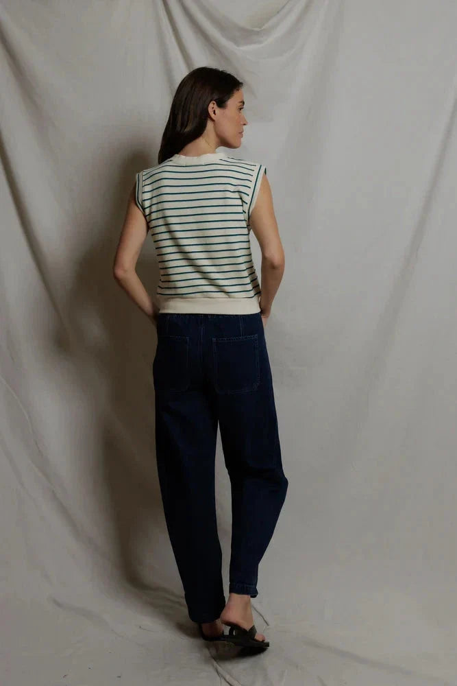 Sloane Stripe Split Tee-Tops/Blouses-Uniquities