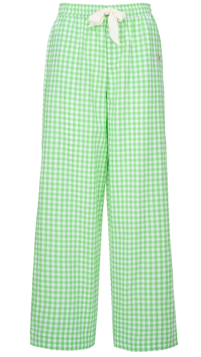 Slouchy Trousers Bottoms | Green Gingham
