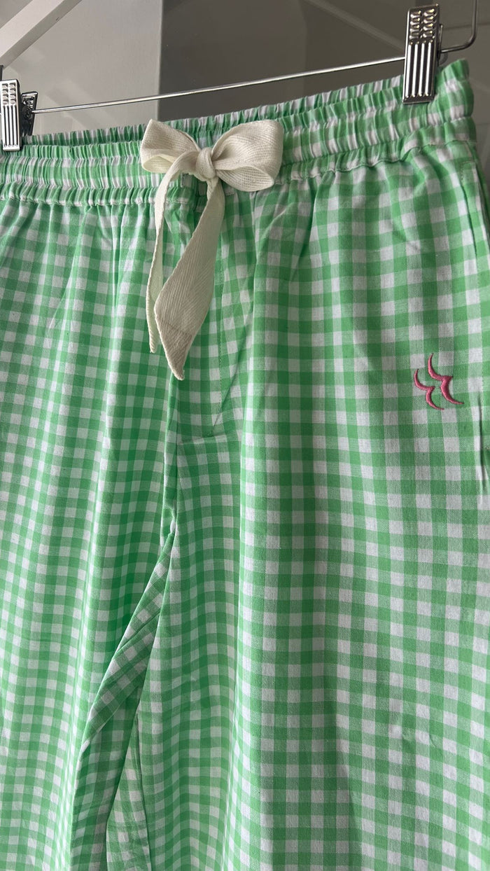 Slouchy Trousers Bottoms | Green Gingham