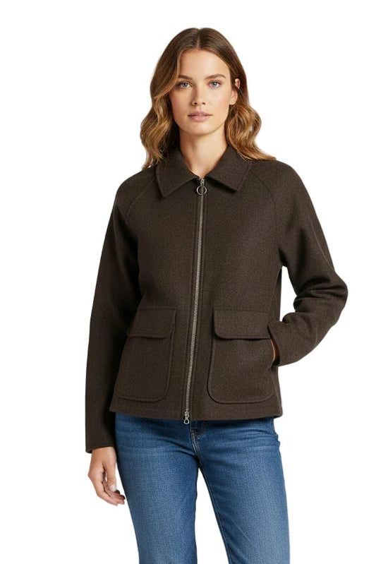 Soft Felted Zip Jacket in Chocolate - 4901-BRN