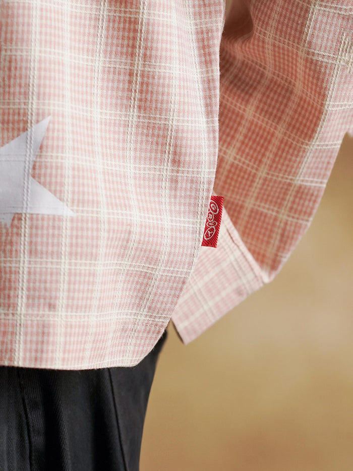 Back view of plaid shirt showing star placement - GROOVY Pakistan