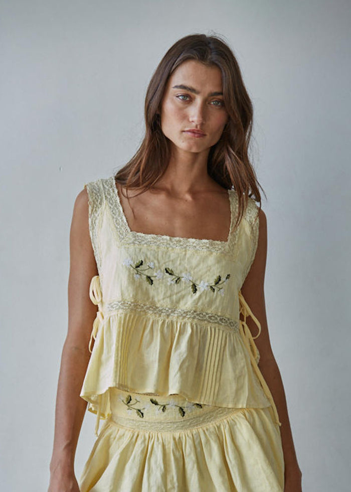 Songbird Sleeveless Top - Light Yellow