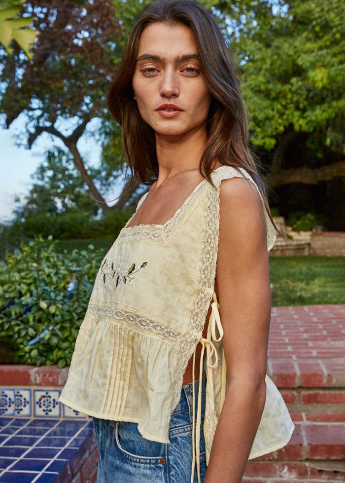 Songbird Sleeveless Top - Light Yellow
