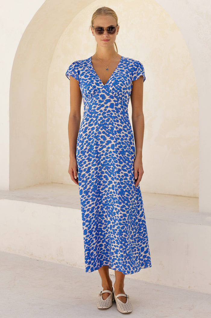 Sophie EcoVero™ Viscose Dress | White/Blue