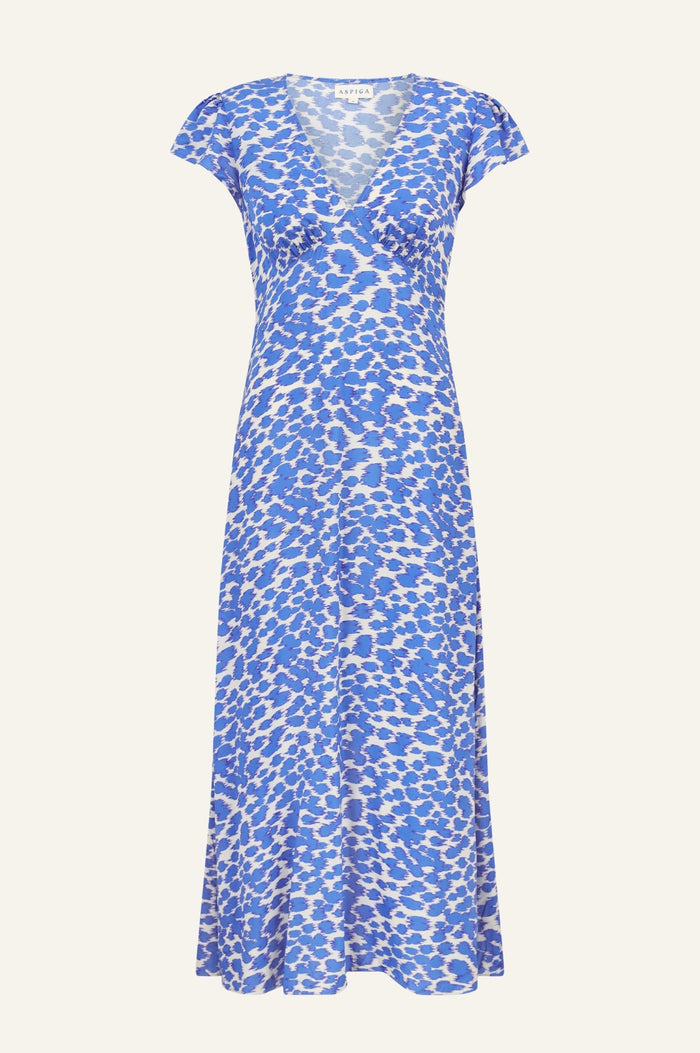 Sophie EcoVero™ Dress | White/Blue - Aspiga