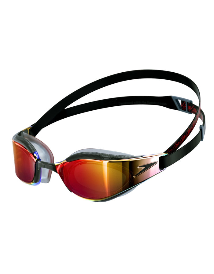 Speedo Fastskin Hyper Elite mirror swim goggles with black red lenses