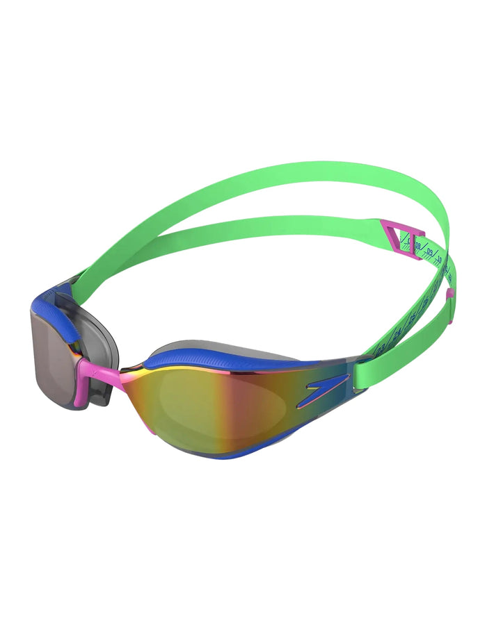 Speedo Fastskin Hyper Elite mirror swim goggles in blue green frame