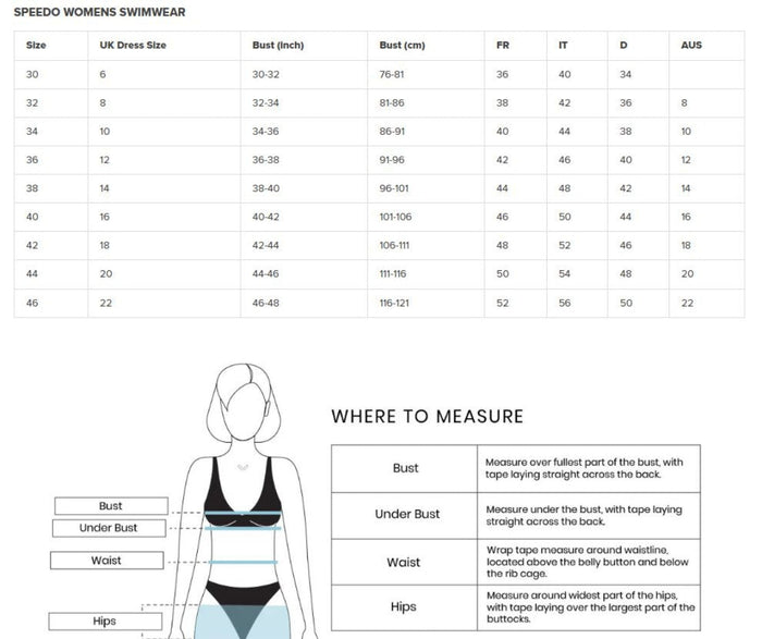Speedo Womens Size Guide - B