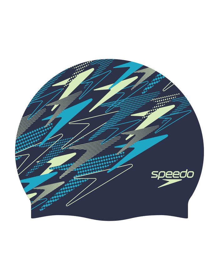 Speedo Printed Silicone Swimming Cap - Teal/Blue