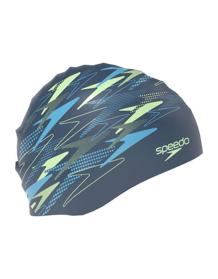 Speedo Printed Silicone Swimming Cap - Teal/Blue