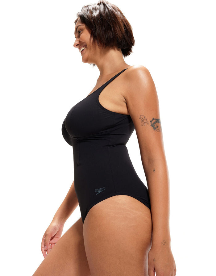 Black Speedo Shaping AquaNite Swimsuit with halter neck