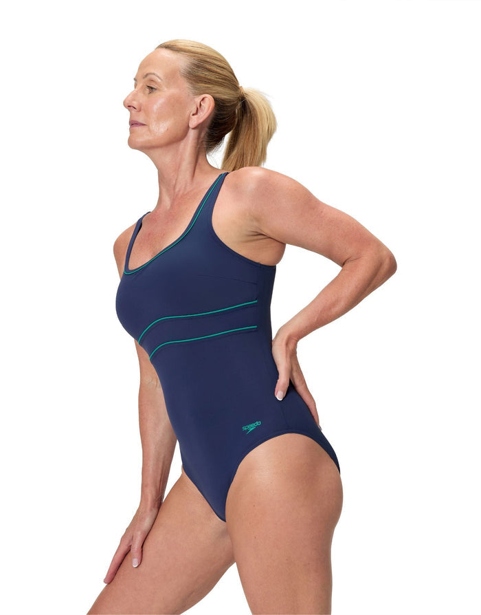Speedo Shaping Contour Eclipse Swimsuit - Navy/Teal