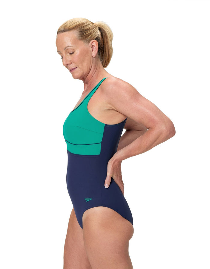 Speedo Shaping Contour Eclipse Swimsuit - Teal/Navy