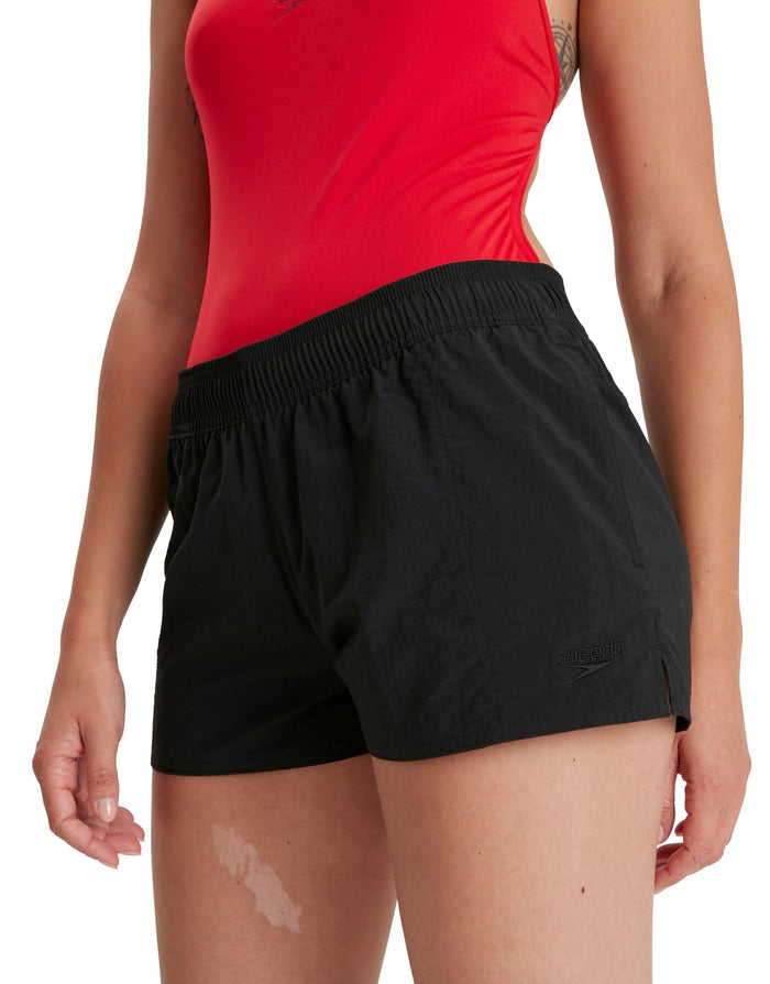 Black Speedo Womens Essential Watershort with smocked waistband