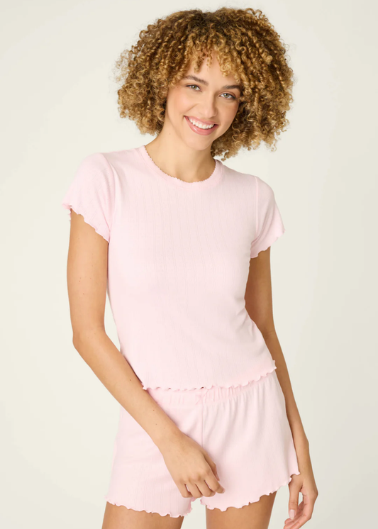 S/S Luxe Leopard Tee - Ballet Pink