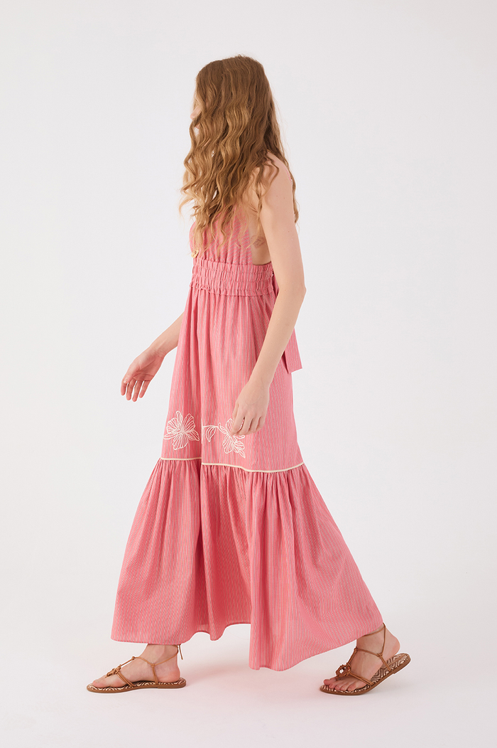 Striped Embroidered Cotton Cropped Dress_3