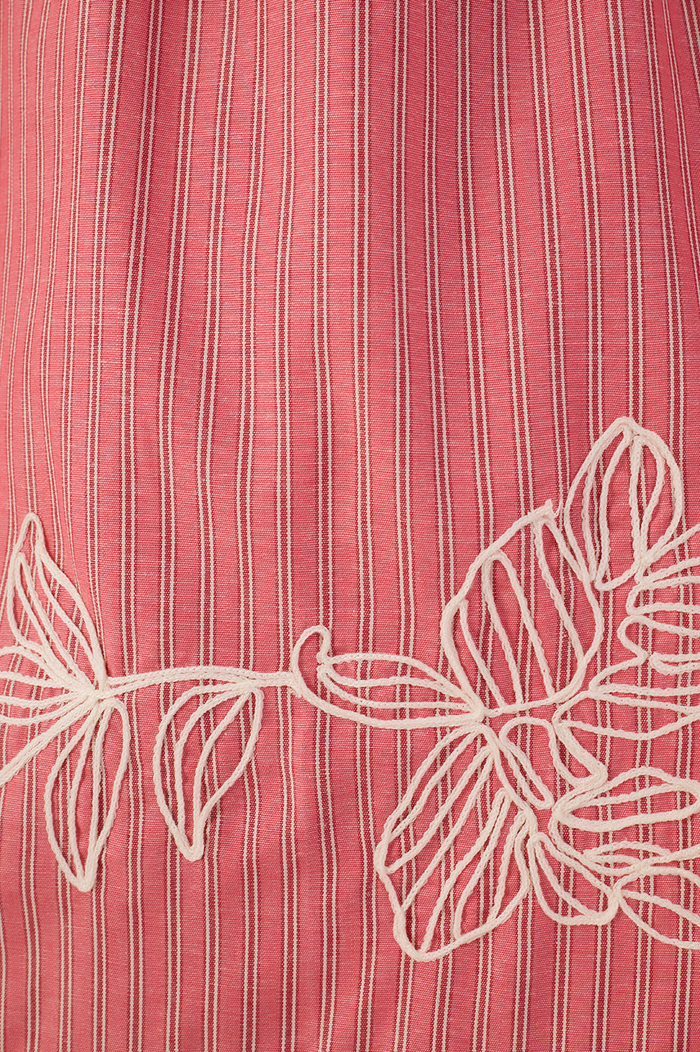 Striped Embroidered Cotton Cropped Dress_7