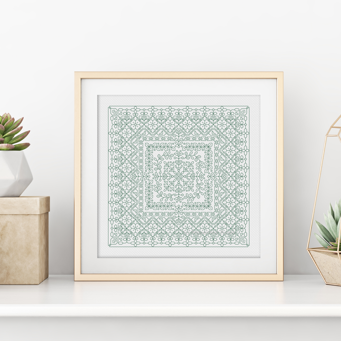 Study In Celadon Blackwork Study In Colour by Peppermint Purple
