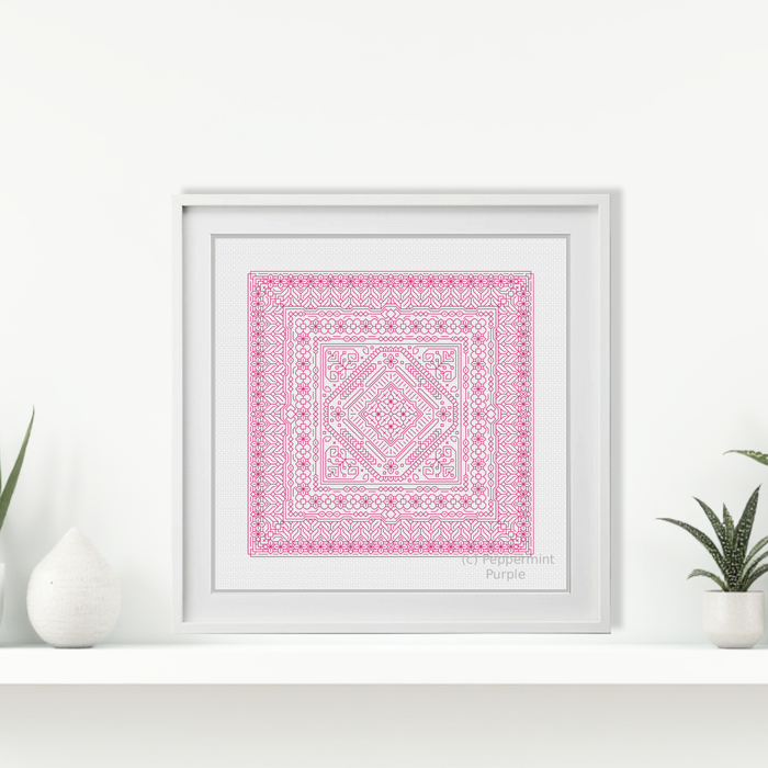 Cyclamen Study In Colour Blackwork Kit Blackwork Kit by Peppermint Purple