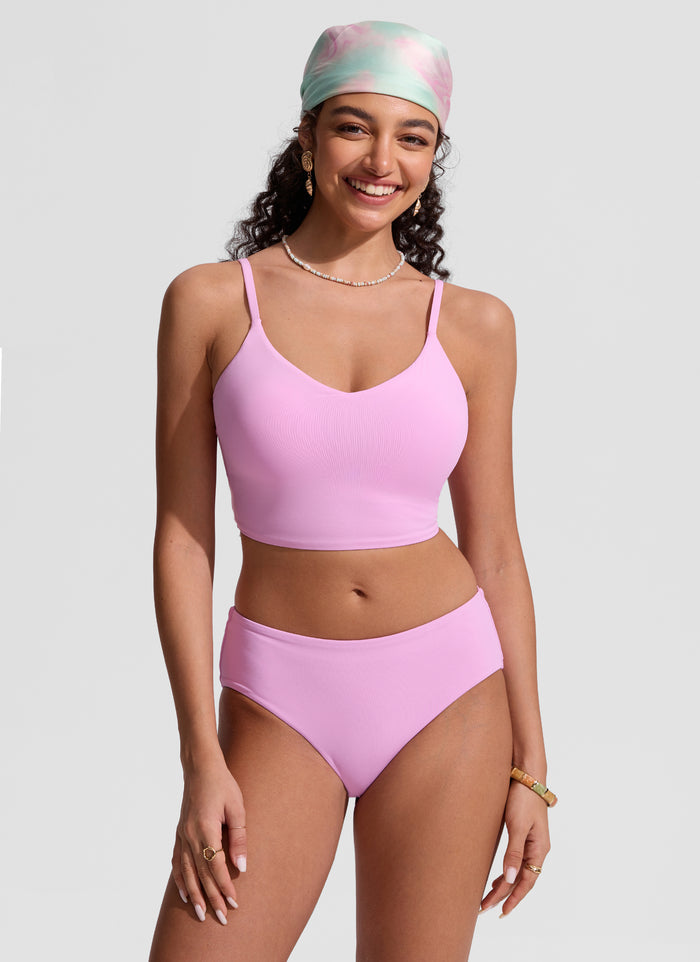 CRZ YOGA Women's Swimwear Tops Sunshine Bikini Top Adjustable Strap Vita Pink