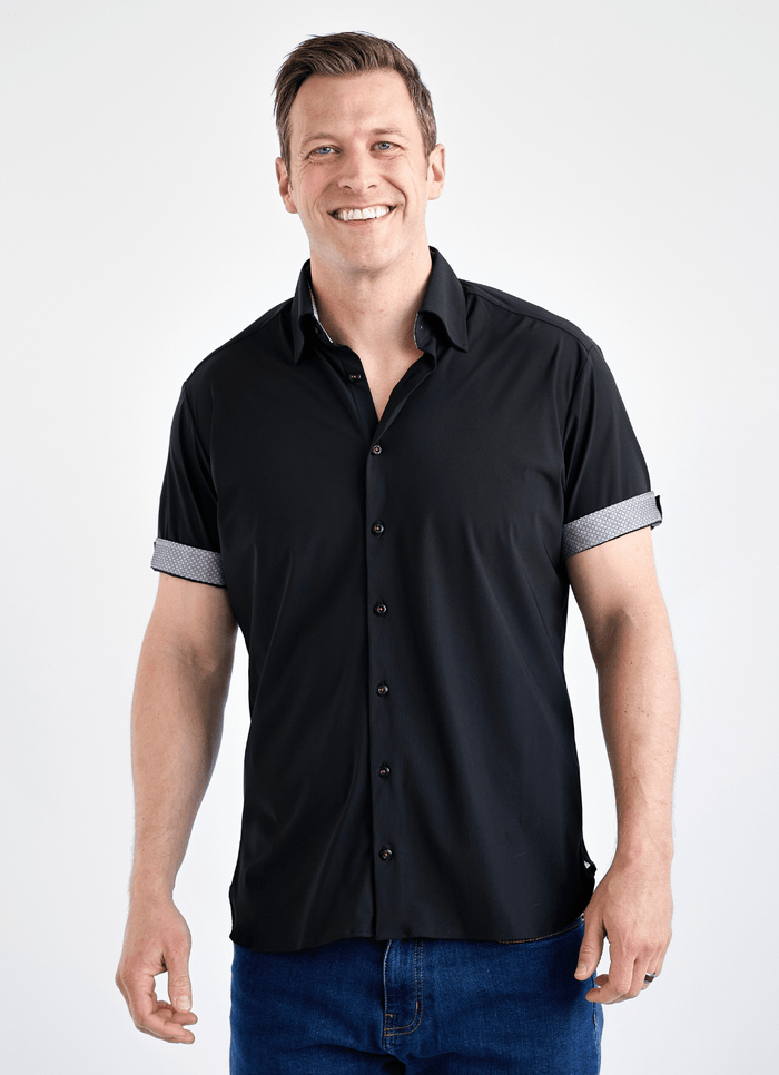 Swift Short Sleeve Stretch Shirt - Black - 15579-83878 - Hammer Made