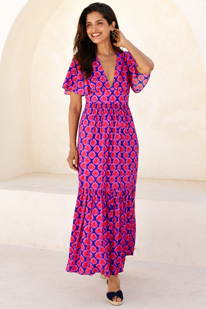 Sylvie EcoVero™ Dress | Blue/Pink - Aspiga