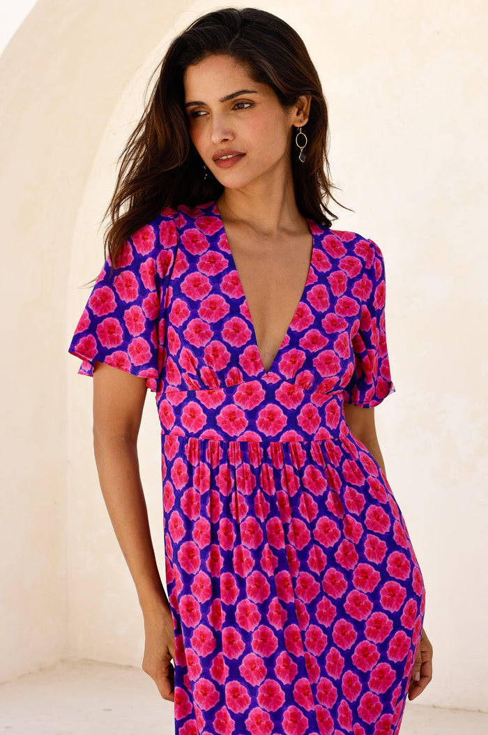 Sylvie EcoVero™ Dress | Blue/Pink - Aspiga