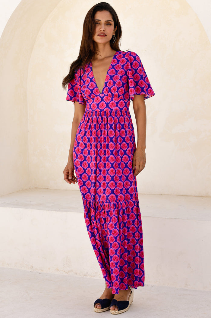 Sylvie EcoVero™ Dress | Blue/Pink - Aspiga