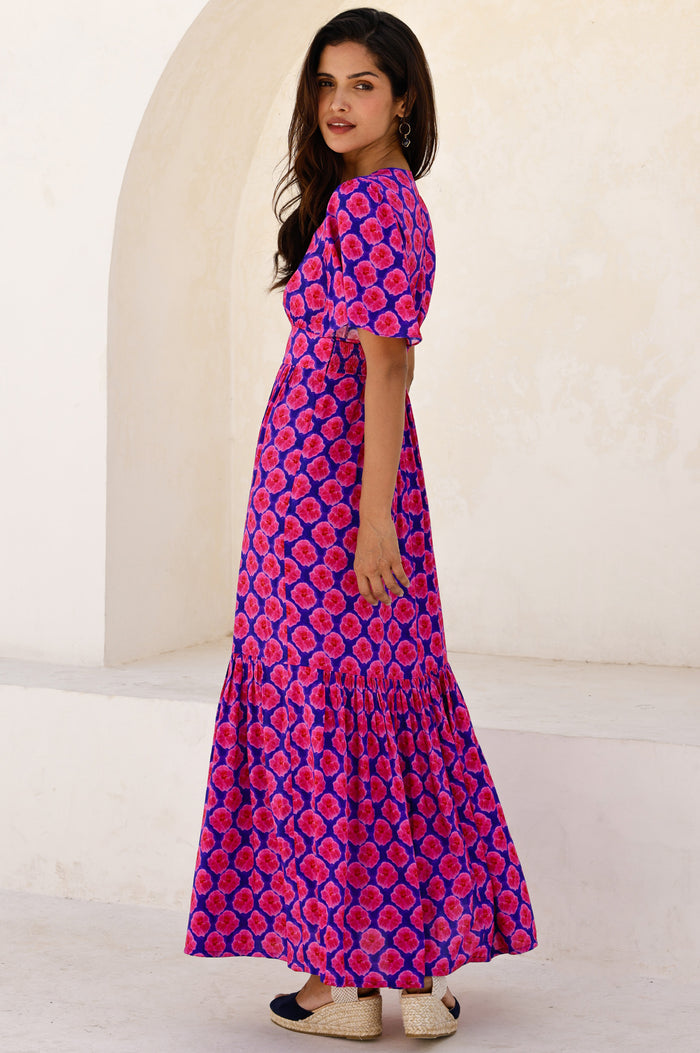 Sylvie EcoVero™ Dress | Blue/Pink - Aspiga