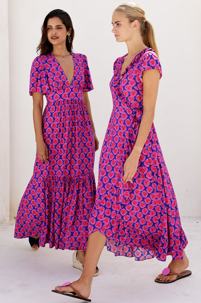 Sylvie EcoVero™ Dress | Blue/Pink - Aspiga