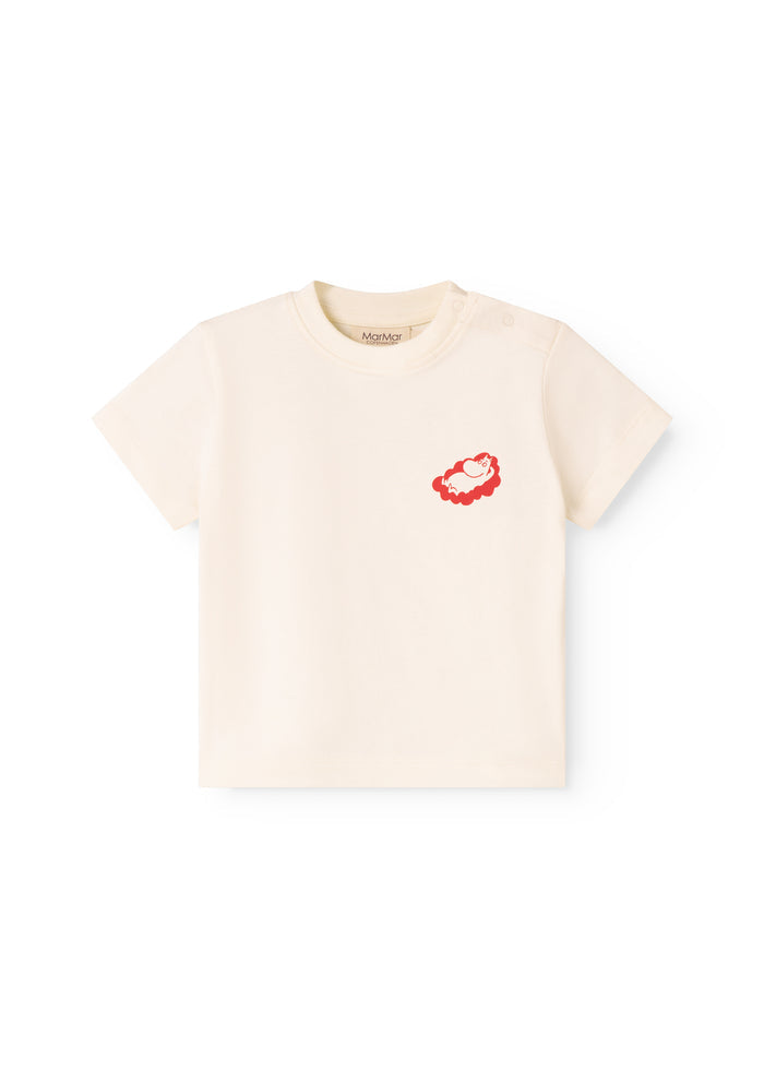 Raw white baby T-shirt with Mumin print on the chest
