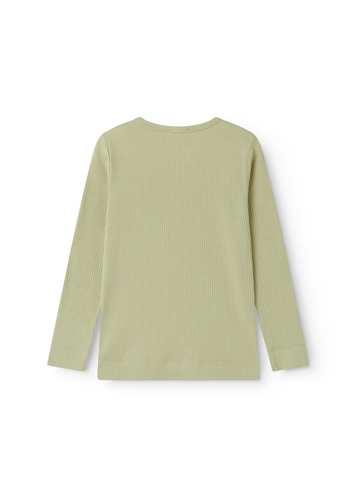Light green modal t-shirt for children with button-up closure