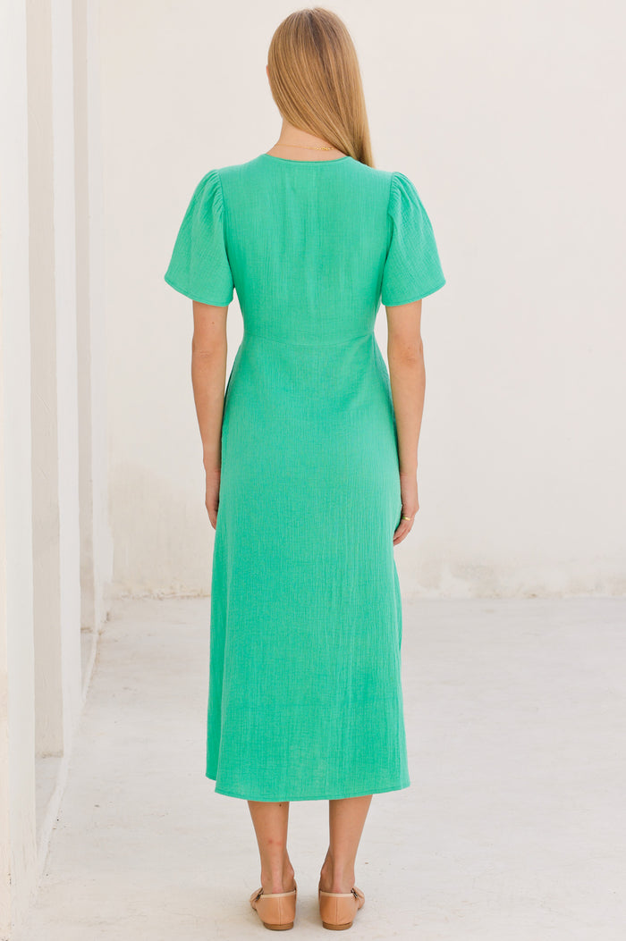 Tessa Organic Cotton Cheesecloth Dress | Green - Aspiga