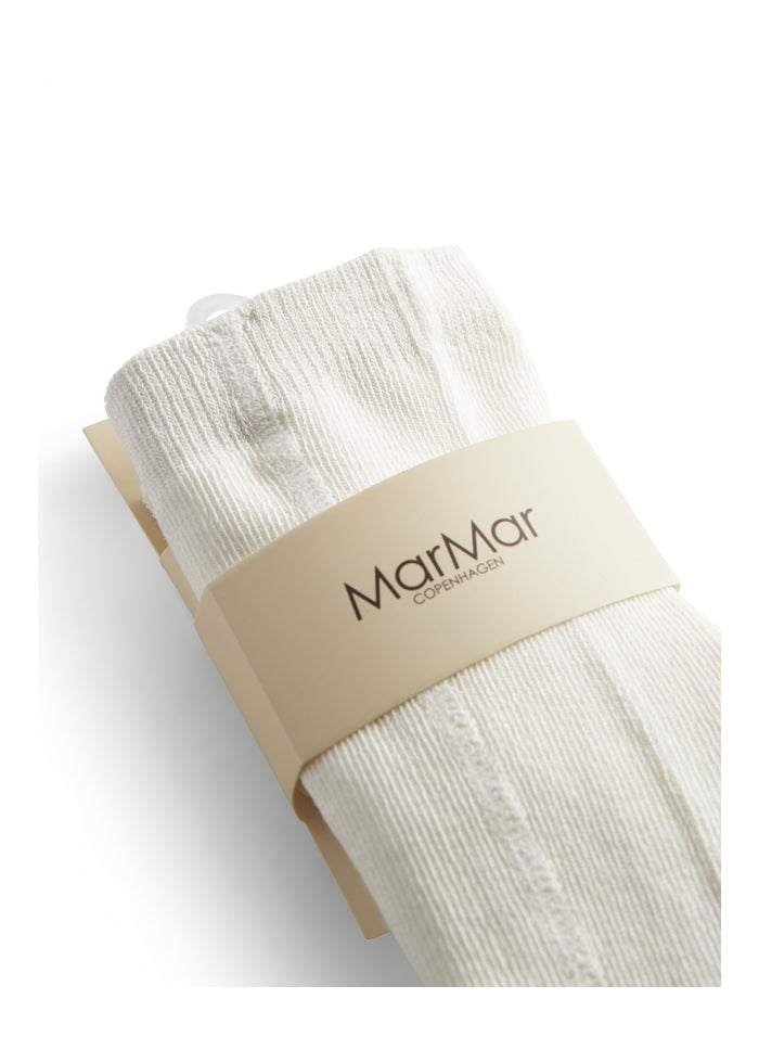 Ribbed tights for little kids in cream-colored cotton
