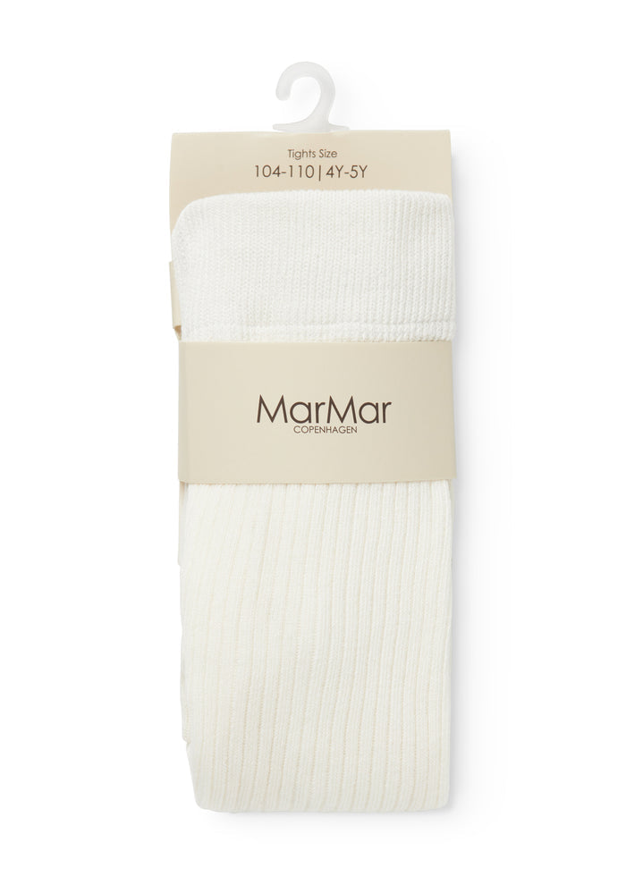Ribbed tights in cream cotton for children