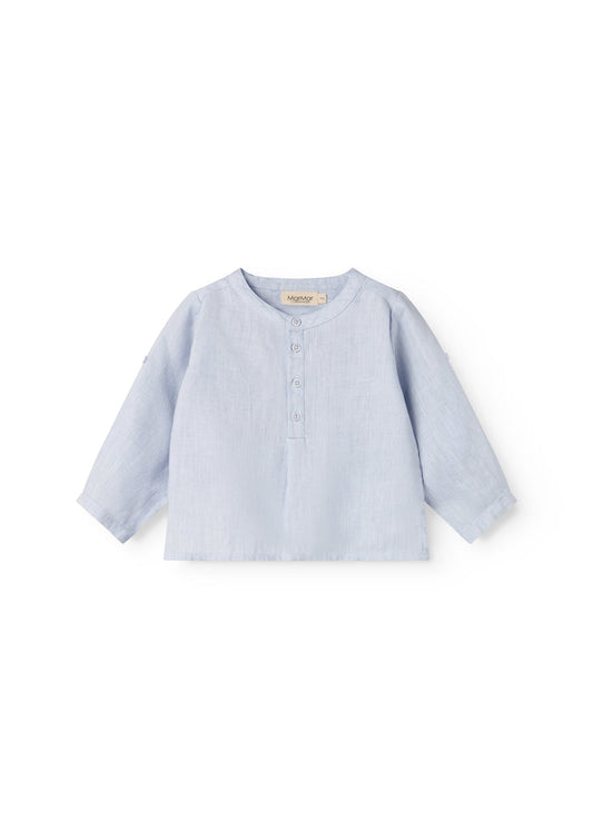 Light blue baby shirt with collar and front buttons